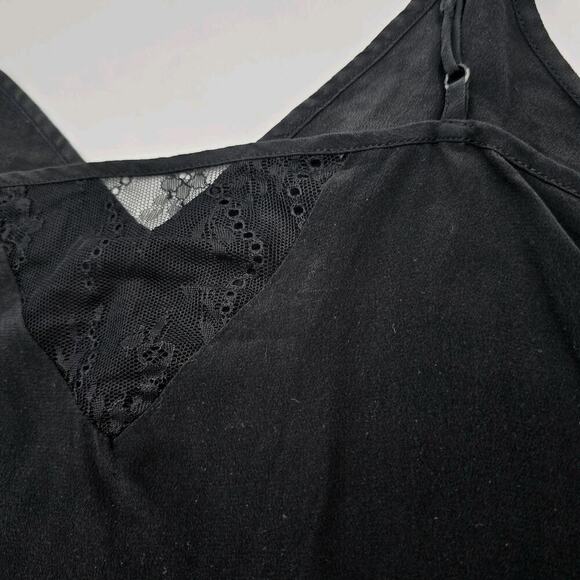 Anthropologie Top Womens Small Black Cami Tank Lace Adjustable Silk By Eloise - Picture 8 of 10